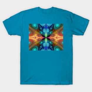 Orange Turquoise Fractal Design T-Shirt